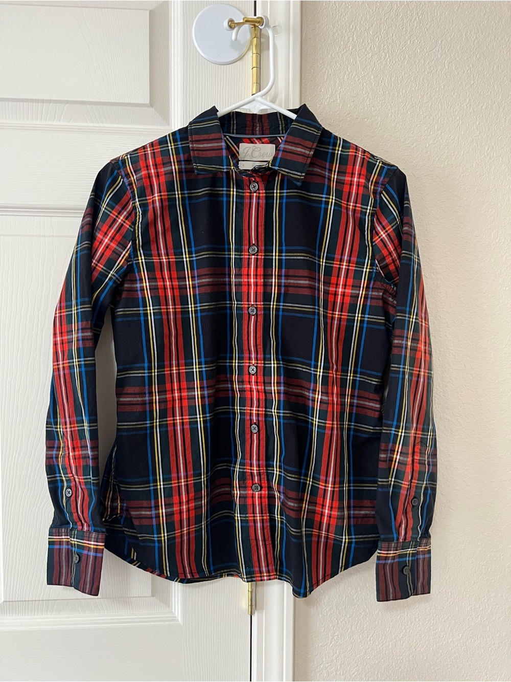J.Crew Slim Fit Stewart Tartan Plaid Stretch Cotton Button Down Shirt Size 6